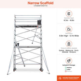 4.3m - 4.6m Narrow Aluminium Mobile Scaffold Base Tower with 4 Outriggers